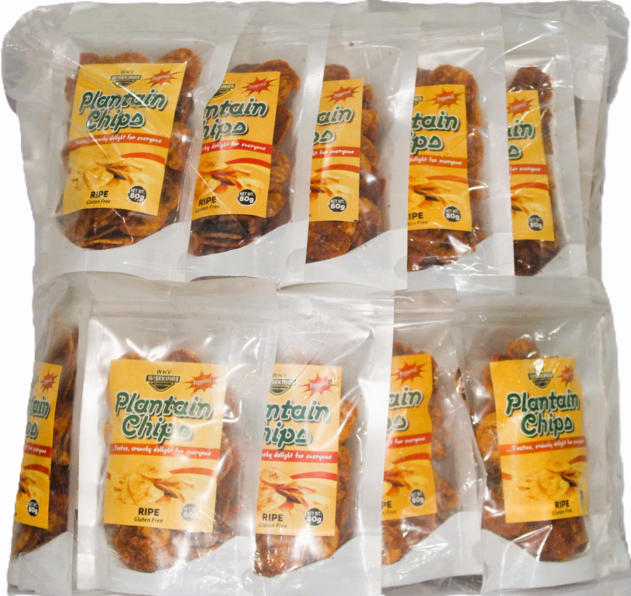 Plantain Chips 80g pouch  x  24 packs per Bag Front view